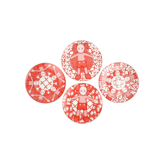 KAWS_SetOf4Plates_Red_2019
