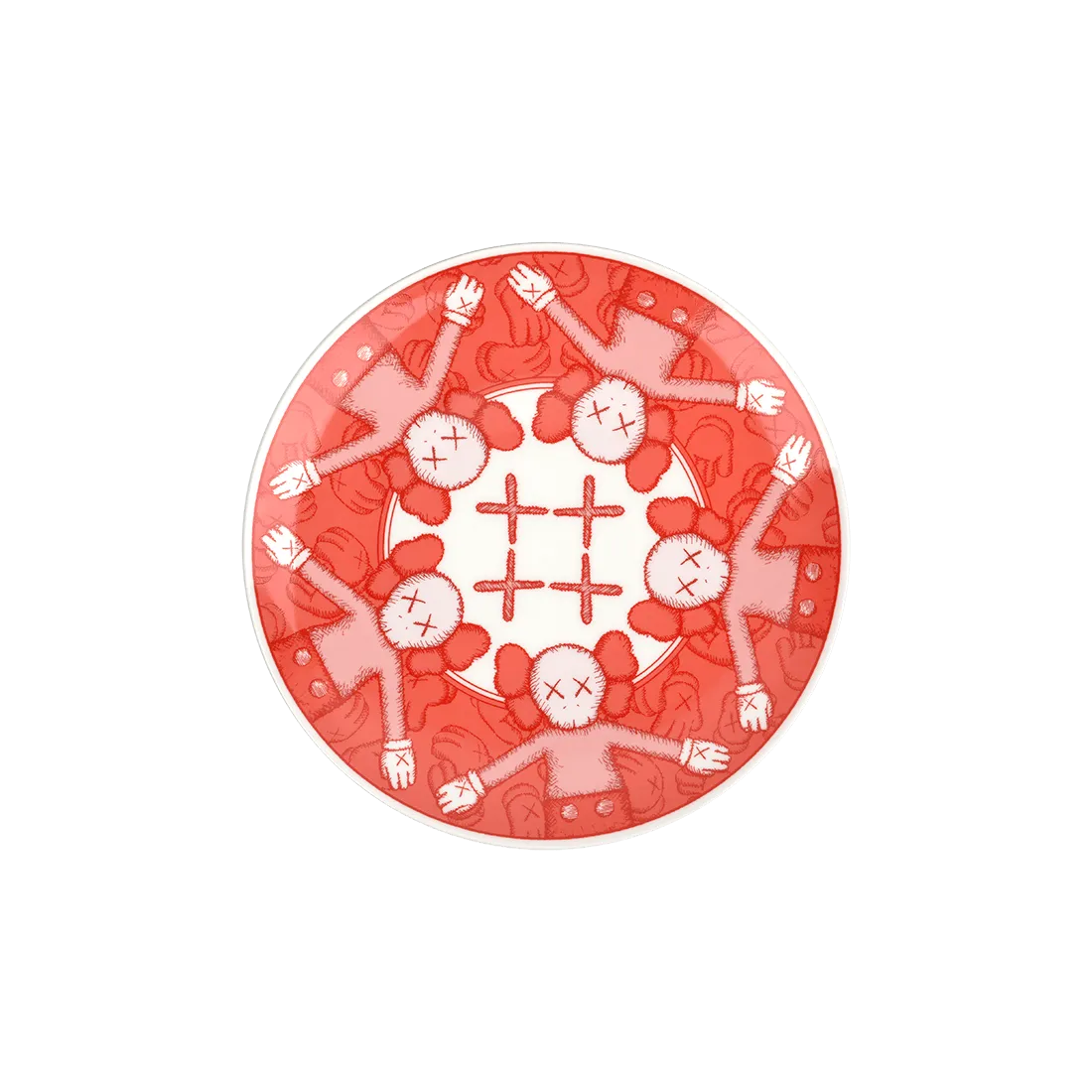 KAWS_SetOf4Plates_Red_2019ForSale from smolensky gallery