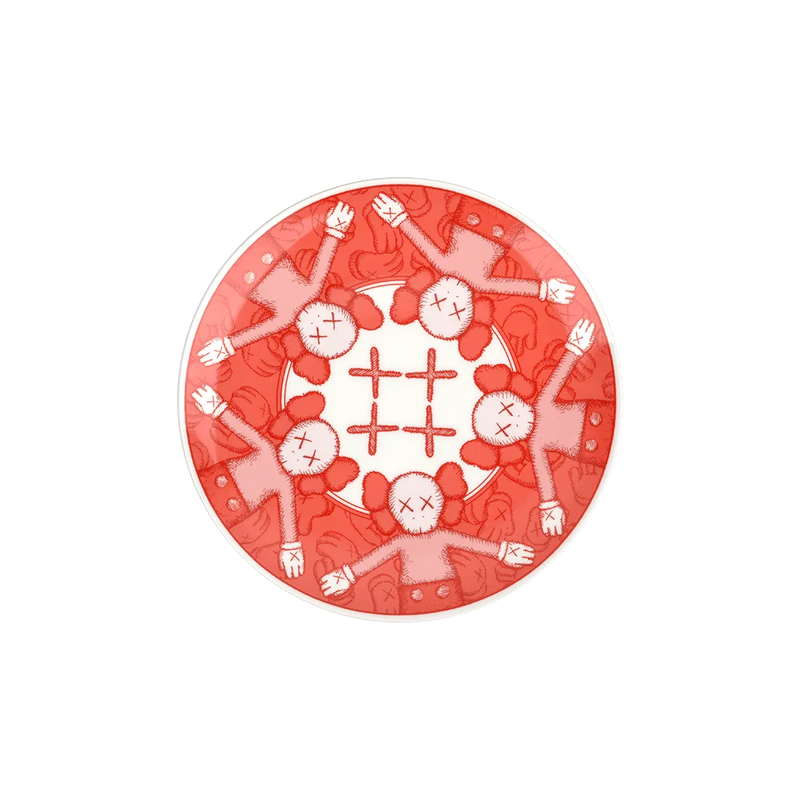 KAWS_SetOf4Plates_Red_2019ForSale from smolensky gallery