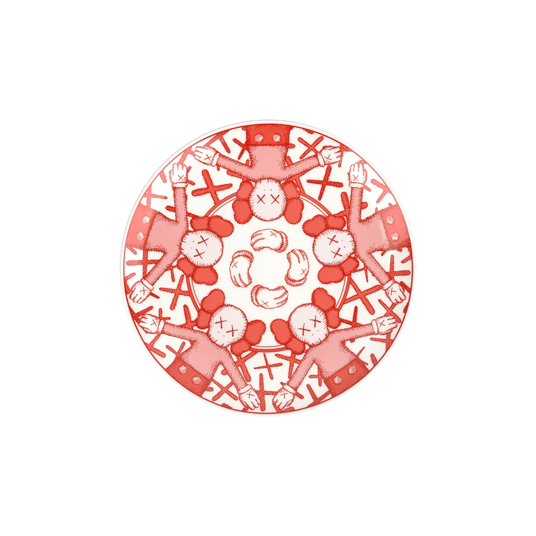 KAWS_SetOf4Plates_Red_2019ForSale from smolensky gallery