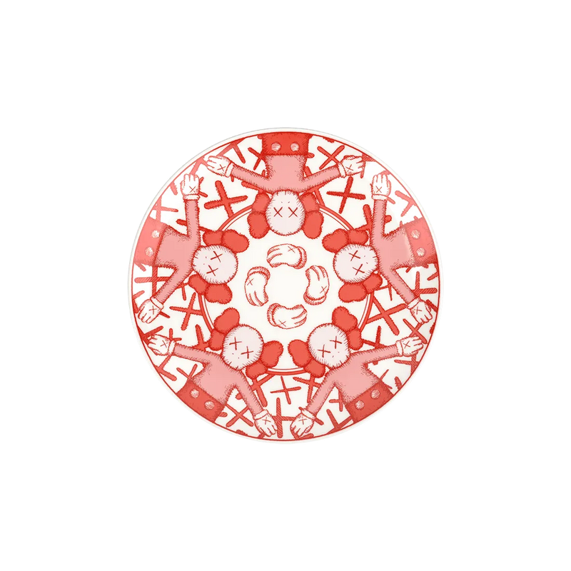 KAWS_SetOf4Plates_Red_2019ForSale from smolensky gallery