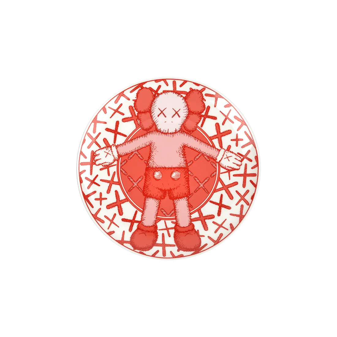 KAWS_SetOf4Plates_Red_2019ForSale from smolensky gallery