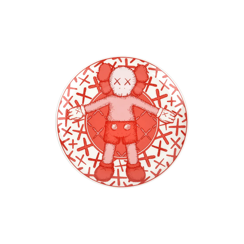 KAWS_SetOf4Plates_Red_2019ForSale from smolensky gallery