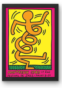 Keith_Haring_Montreux_Jazz_Festival_1983_Orange_prints_for_sale with black frame