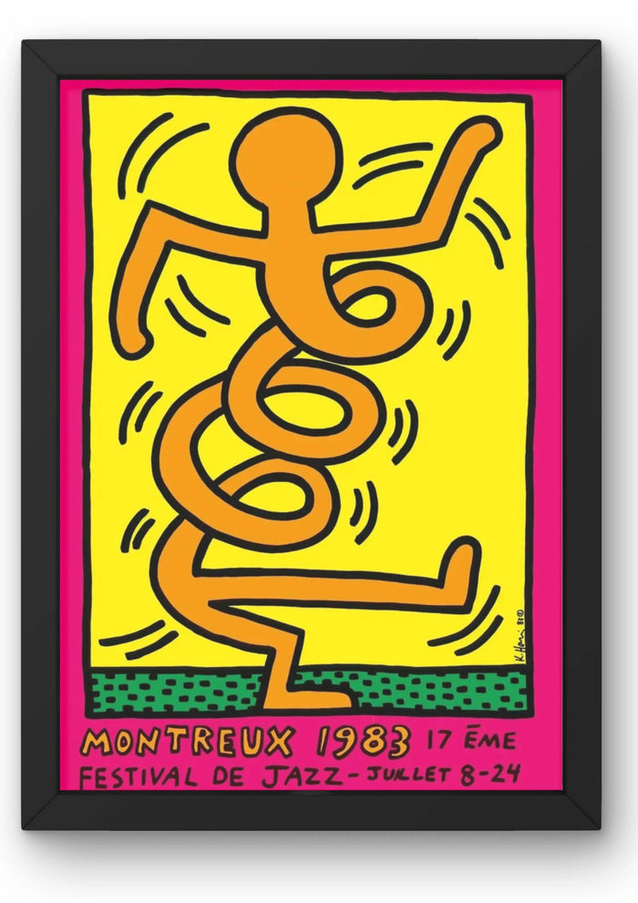 Keith_Haring_Montreux_Jazz_Festival_1983_Orange_prints_for_sale with black frame
