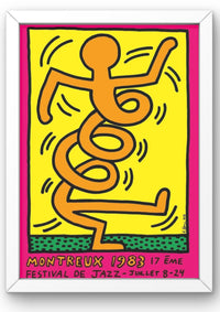 Keith_Haring_Montreux_Jazz_Festival_1983_Orange_prints_for_sale with white frame