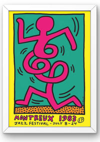 Keith Haring, Montreux Jazz Festival 1983 (Pink) print for sale with white frame
