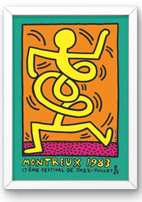 Keith Haring, Montreux Jazz Festival, 1983 (Yellow)-art for sale from smolensky gallery with white frame