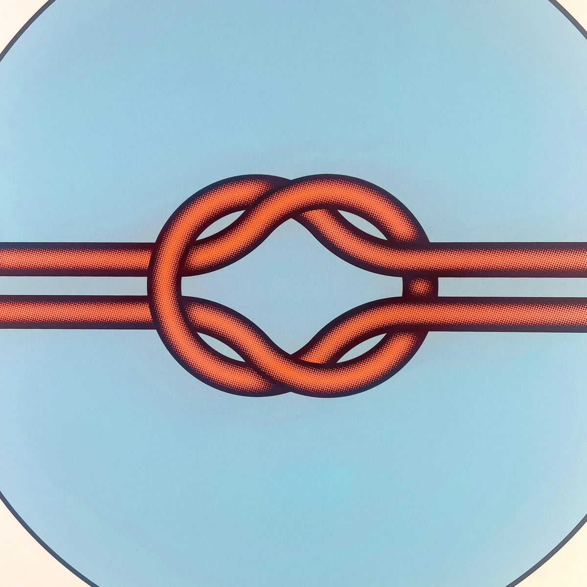 Explore the captivating artistry of Mark Beattie's Love Knot (Blue in Orange). This limited edition 3-color screenprint on Somerset satin white 410gsm paper measures 40 x 40cm and is part of an exclusive edition of 10. Immerse your space in the dynamic interplay of colors and forms, where artistic precision meets limited edition exclusivity