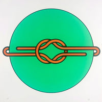 Elevate your art collection with Mark Beattie's Love Knot (Orange in Green), a limited edition 3-color screenprint on Somerset satin white 410gsm paper. With dimensions of 40 x 40cm, this exclusive artwork is part of a limited edition of 10, showcasing Beattie's mastery of color and form. Immerse your space in the enchanting allure of Love Knot, where artistic precision and limited edition exclusivity converge