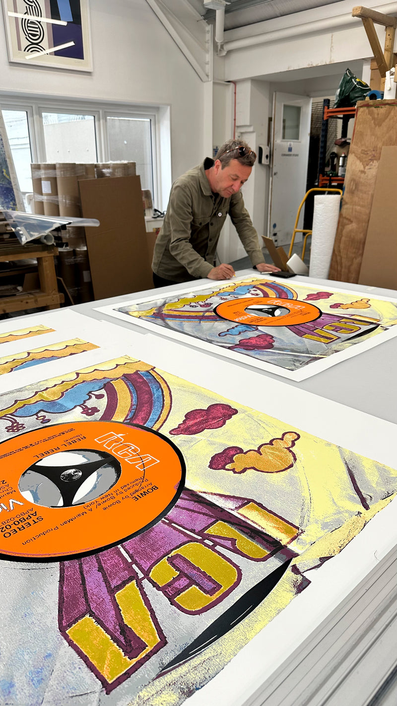 Morgan Howell, Rebel Rebel by David Bowie Silkscreen Edition Contemporary art art for sale from Smolensky Gallery