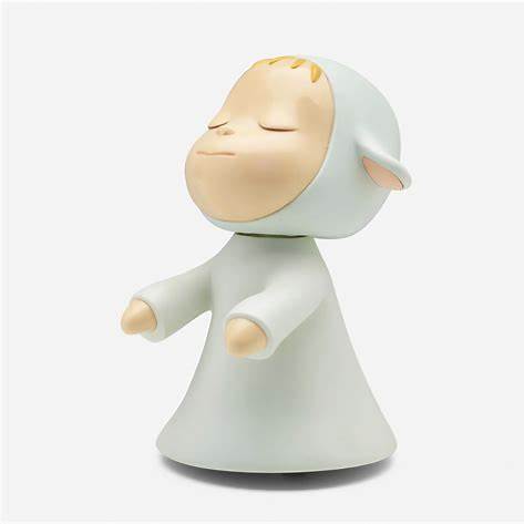 “Child-like figure with closed eyes, The Little Wanderer by Yoshitomo Nara”