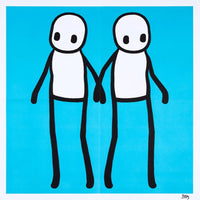STIK, Holding Hands Signed (Blue), 2020, signed pints for sale from Smolensky Gallery