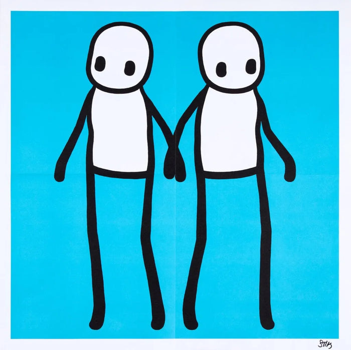 STIK, Holding Hands Signed (Blue), 2020, signed pints for sale from Smolensky Gallery