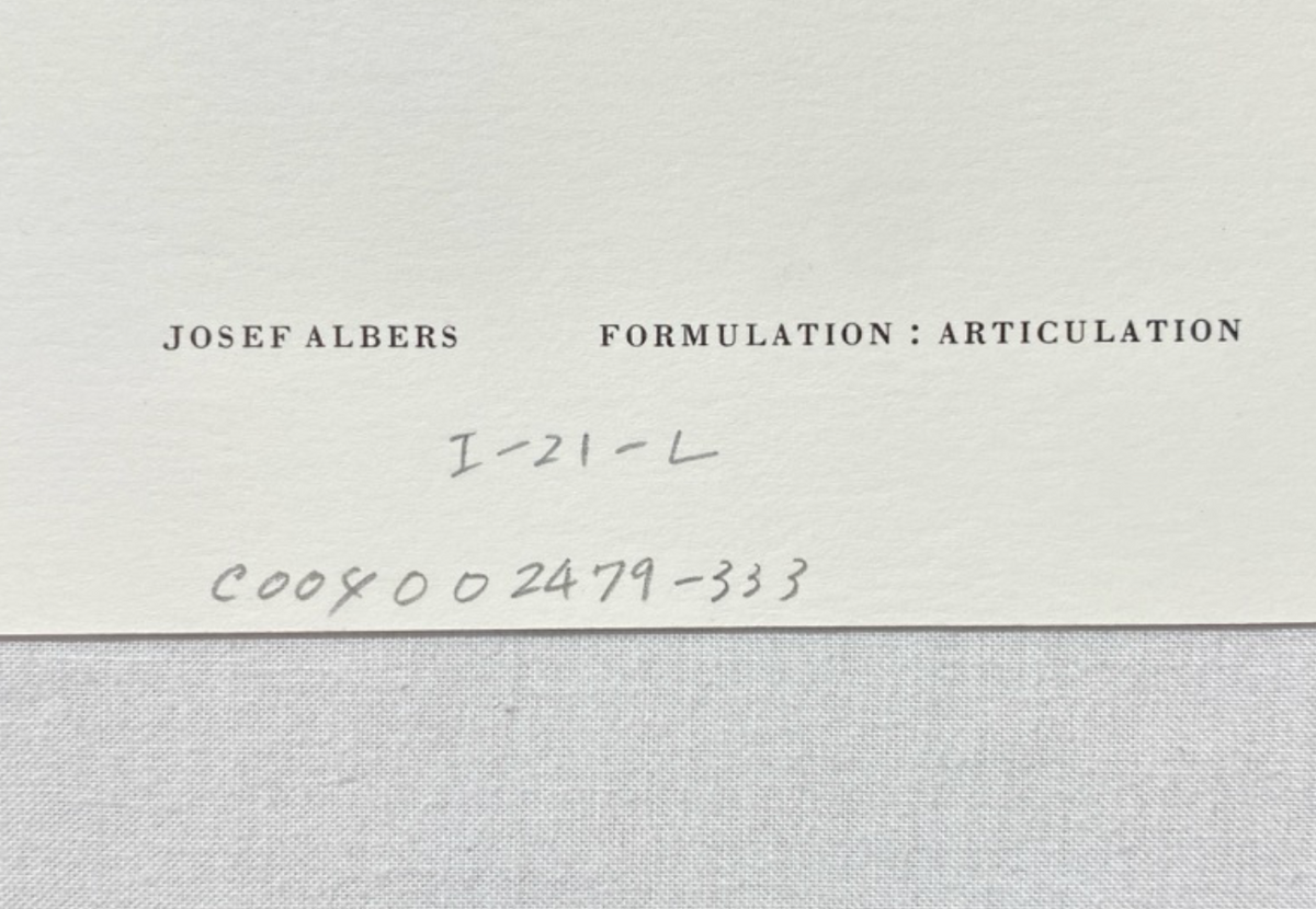 Josef Albers, Untitled, Formulation Articulation I, 1972