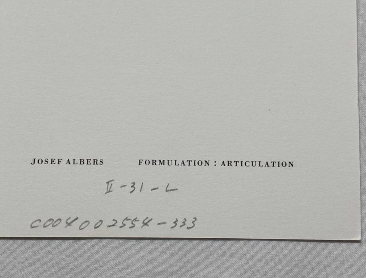 Josef Albers, Untitled, Formulation Articulation II, 1972