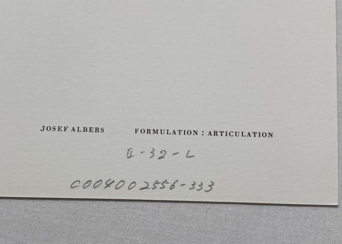 Josef Albers, Untitled, Formulation Articulation II, 1972