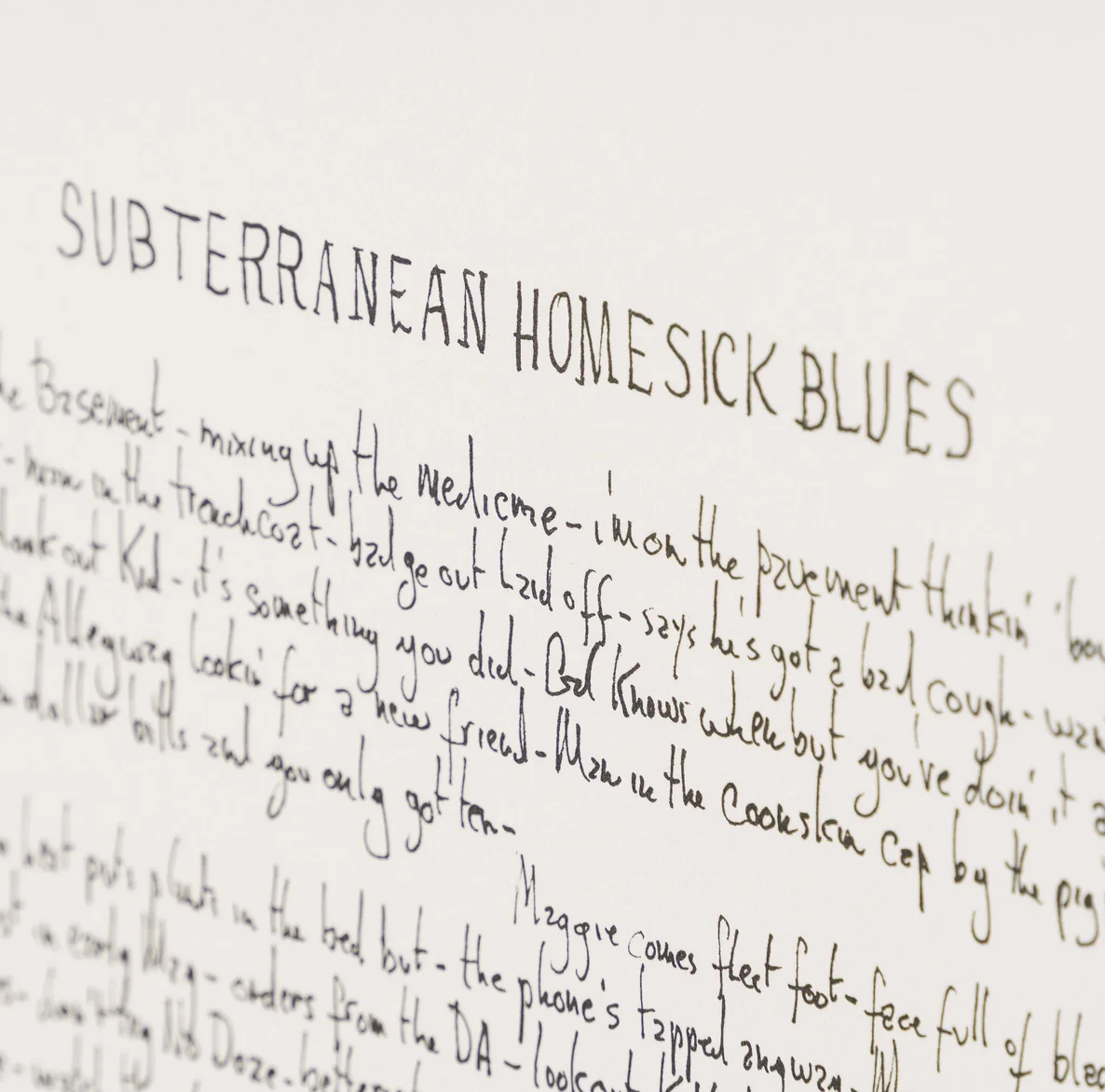 Bob Dylan, Mondo Scripto, Subterranean Homesick Blues, 2020