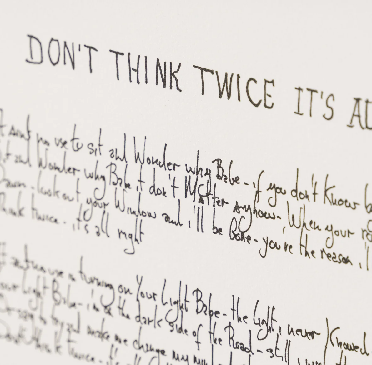 Bob Dylan, Mondo Scripto, Don't Think Twice, It's All Right, 2020