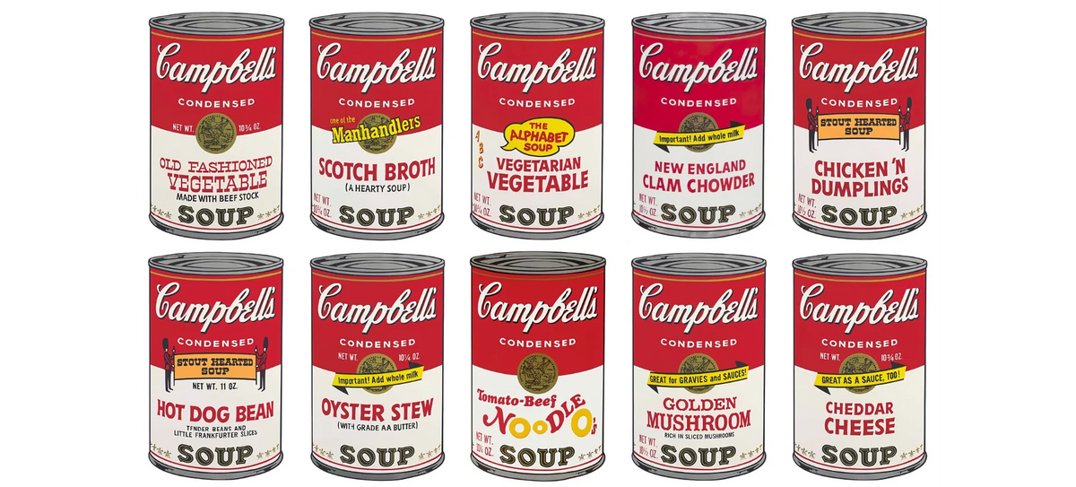 Pop art screenprint by Sunday B Morning (Andy Warhol) Sunday B. Morning (Andy Warhol), Campbells Soup (Portfolio Of 10) – collectible contemporary artwork for sale from Smolensky Gallery