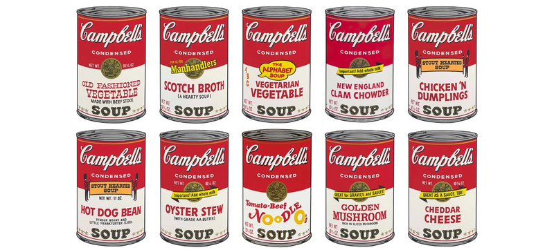 Pop art screenprint by Sunday B Morning (Andy Warhol) Sunday B. Morning (Andy Warhol), Campbells Soup (Portfolio Of 10) – collectible contemporary artwork for sale from Smolensky Gallery