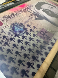 TBOY, 1999 Jumbo Prince bank note edition of 5 hand coloured and embellished, original artwork for sale from smolensky gallery