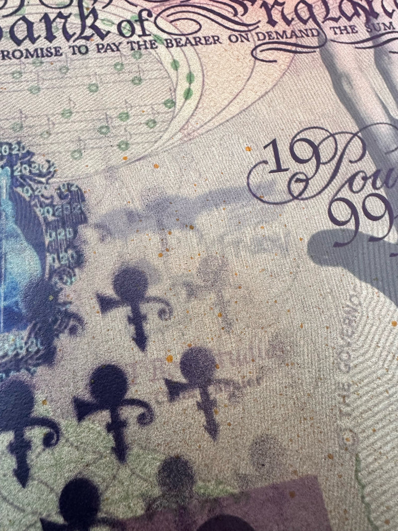 TBOY, 1999 Jumbo Prince bank note edition of 5 hand coloured and embellished, original artwork for sale from smolensky gallery