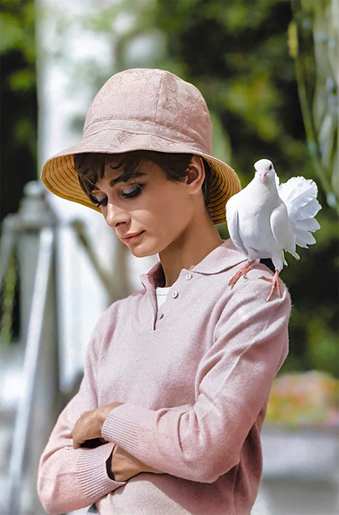Terry O'Neill, Audrey Hepburn on set in 1966, France (colourized), 1966 Limited edition fine art photograph by Terry O'Neill, featuring iconic portrait photography of celebrities and cultural figures. Available for sale at Smolensky Gallery