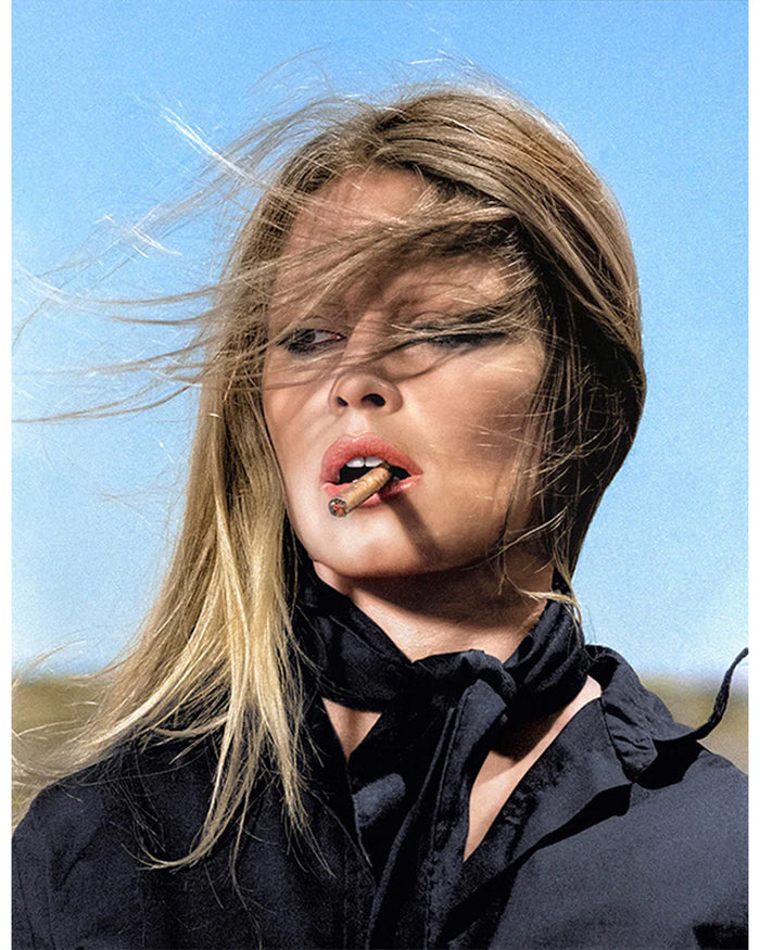 Terry O'Neill, Brigitte Bardot smoking on set, 1971 Limited edition fine art photograph by Terry O'Neill, featuring iconic portrait photography of celebrities and cultural figures. Available for sale at Smolensky Gallery