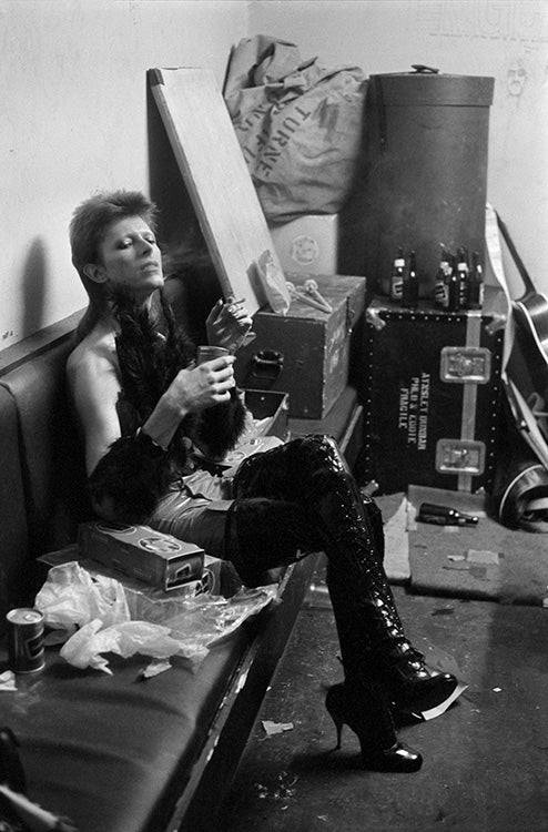 Terry O'Neill, David Bowie backstage as Ziggy Stardust at the Marquee Club in London, 19 October 1973 Limited edition fine art photograph by Terry O'Neill, featuring iconic portrait photography of celebrities and cultural figures. Available for sale at Smolensky Gallery