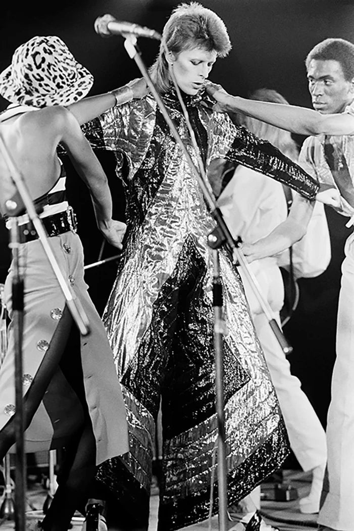 Terry O'Neill, David Bowie on stage as Ziggy Stardust at the Marquee Club in London, 19 October 1973 Limited edition fine art photograph by Terry O'Neill, featuring iconic portrait photography of celebrities and cultural figures. Available for sale at Smolensky Gallery