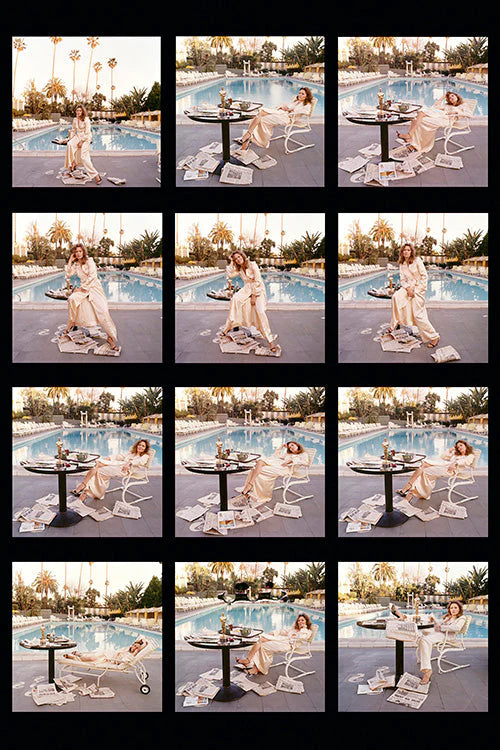 Terry O'Neill, Faye Dunaway The Morning After contact sheet, 1977 Limited edition fine art photograph by Terry O'Neill, featuring iconic portrait photography of celebrities and cultural figures. Available for sale at Smolensky Gallery