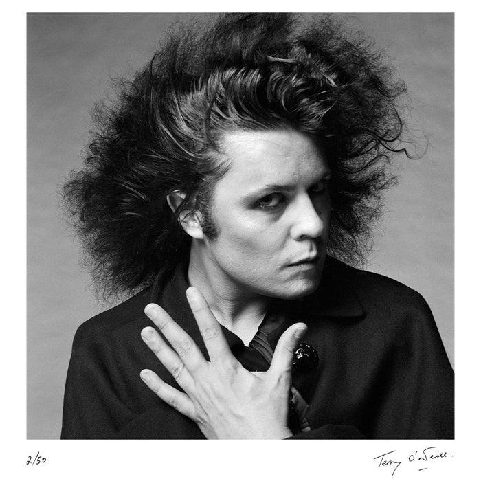 Terry O'Neill, Marc Bolan poses for a photoshoot, 1975 Limited edition fine art photograph by Terry O'Neill, featuring iconic portrait photography of celebrities and cultural figures. Available for sale at Smolensky Gallery