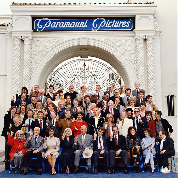 Terry O'Neill, Paramount Pictures Studio 75th Anniversary photo, 1987 Limited edition fine art photograph by Terry O'Neill, featuring iconic portrait photography of celebrities and cultural figures. Available for sale at Smolensky Gallery