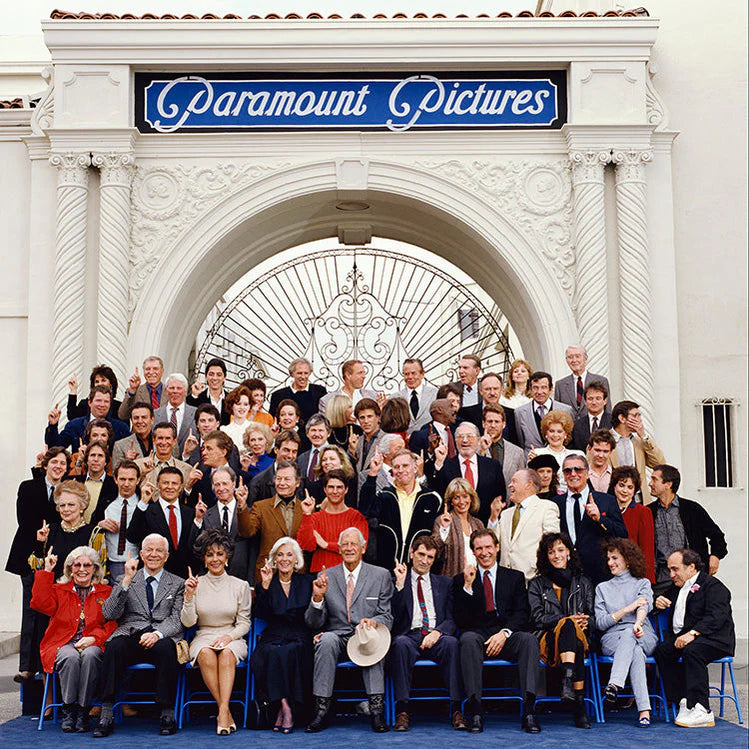 Terry O'Neill, Paramount Pictures Studio 75th Anniversary photo, 1987 Limited edition fine art photograph by Terry O'Neill, featuring iconic portrait photography of celebrities and cultural figures. Available for sale at Smolensky Gallery