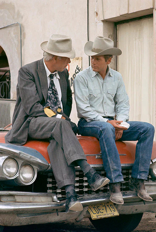 Terry O'Neill, Paul Newman & Lee Marvin in Tucson, 1972 Limited edition fine art photograph by Terry O'Neill, featuring iconic portrait photography of celebrities and cultural figures. Available for sale at Smolensky Gallery