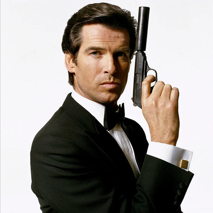 Terry O'Neill, Pierce Brosnan as James Bond, 1995 Limited edition fine art photograph by Terry O'Neill, featuring iconic portrait photography of celebrities and cultural figures. Available for sale at Smolensky Gallery