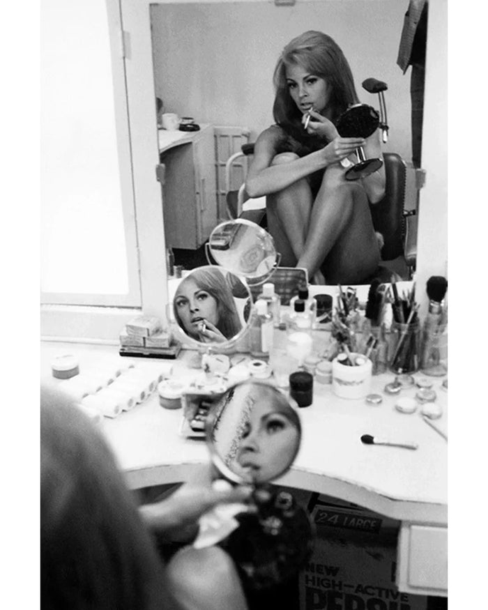 Terry O'Neill, Raquel Welch in hair and makeup, 1966 Limited edition fine art photograph by Terry O'Neill, featuring iconic portrait photography of celebrities and cultural figures. Available for sale at Smolensky Gallery