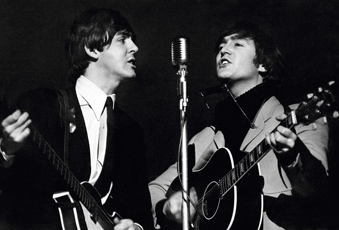 Terry O'Neill, The Beatles' Paul McCartney and John Lennon at Wembley Studios in April 1964 Limited edition fine art photograph by Terry O'Neill, featuring iconic portrait photography of celebrities and cultural figures. Available for sale at Smolensky Gallery