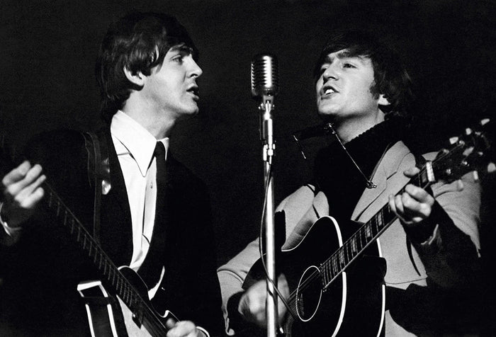 Terry O'Neill, The Beatles' Paul McCartney and John Lennon at Wembley Studios in April 1964 Limited edition fine art photograph by Terry O'Neill, featuring iconic portrait photography of celebrities and cultural figures. Available for sale at Smolensky Gallery