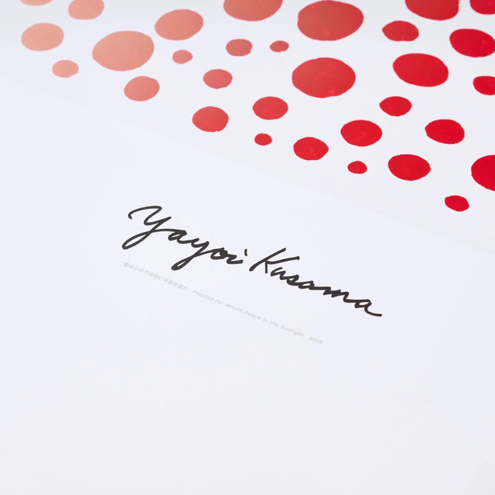 Yayoi Kusama, Praying for World Peace in the Sunlight, 2016 by Yayoi Kusama, featuring her signature polka dots and hypnotic patterns. Presented by Smolensky Gallery, showcasing the visionary work of the iconic Japanese contemporary artist.