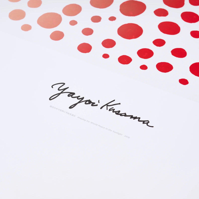 Yayoi Kusama, Praying for World Peace in the Sunlight, 2016 by Yayoi Kusama, featuring her signature polka dots and hypnotic patterns. Presented by Smolensky Gallery, showcasing the visionary work of the iconic Japanese contemporary artist.