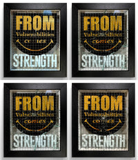 Embrace the art of controlled chaos with Mark Petty's A Glass Act (Gold). This limited edition screen print on reinforced wired glass features a reverse 2-color hand-pulled design with a striking 23.5ct gold gild. Each piece is meticulously smashed, layered up, and framed, creating a unique and unpredictable visual experience. Framed size is 27 x 32 cm. Each artwork comes with a signed plaque, displaying the title on the right side of the frame, and a signed certificate of authenticity on the back.