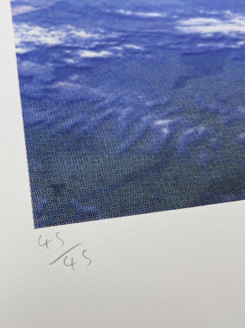 Joe Webb, Deep Dive, 2024 Surreal collage limited edition artwork by contemporary artist Joe Webb for sale, blending vintage imagery with cosmic and pop culture elements, represented by Smolensky Gallery