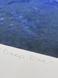 Joe Webb, Deep Dive, 2024 Surreal collage limited edition artwork by contemporary artist Joe Webb for sale, blending vintage imagery with cosmic and pop culture elements, represented by Smolensky Gallery