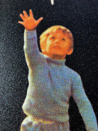 Joe Webb, Small Steps, 2023 Surreal collage limited edition artwork by contemporary artist Joe Webb for sale, blending vintage imagery with cosmic and pop culture elements, represented by Smolensky Gallery