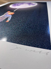 Joe Webb, Small Steps, 2023 Surreal collage limited edition artwork by contemporary artist Joe Webb for sale, blending vintage imagery with cosmic and pop culture elements, represented by Smolensky Gallery