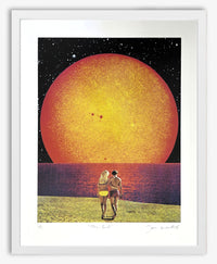 Joe Webb, The End, 2022 Surreal collage limited edition artwork by contemporary artist Joe Webb for sale, blending vintage imagery with cosmic and pop culture elements, represented by Smolensky Gallery