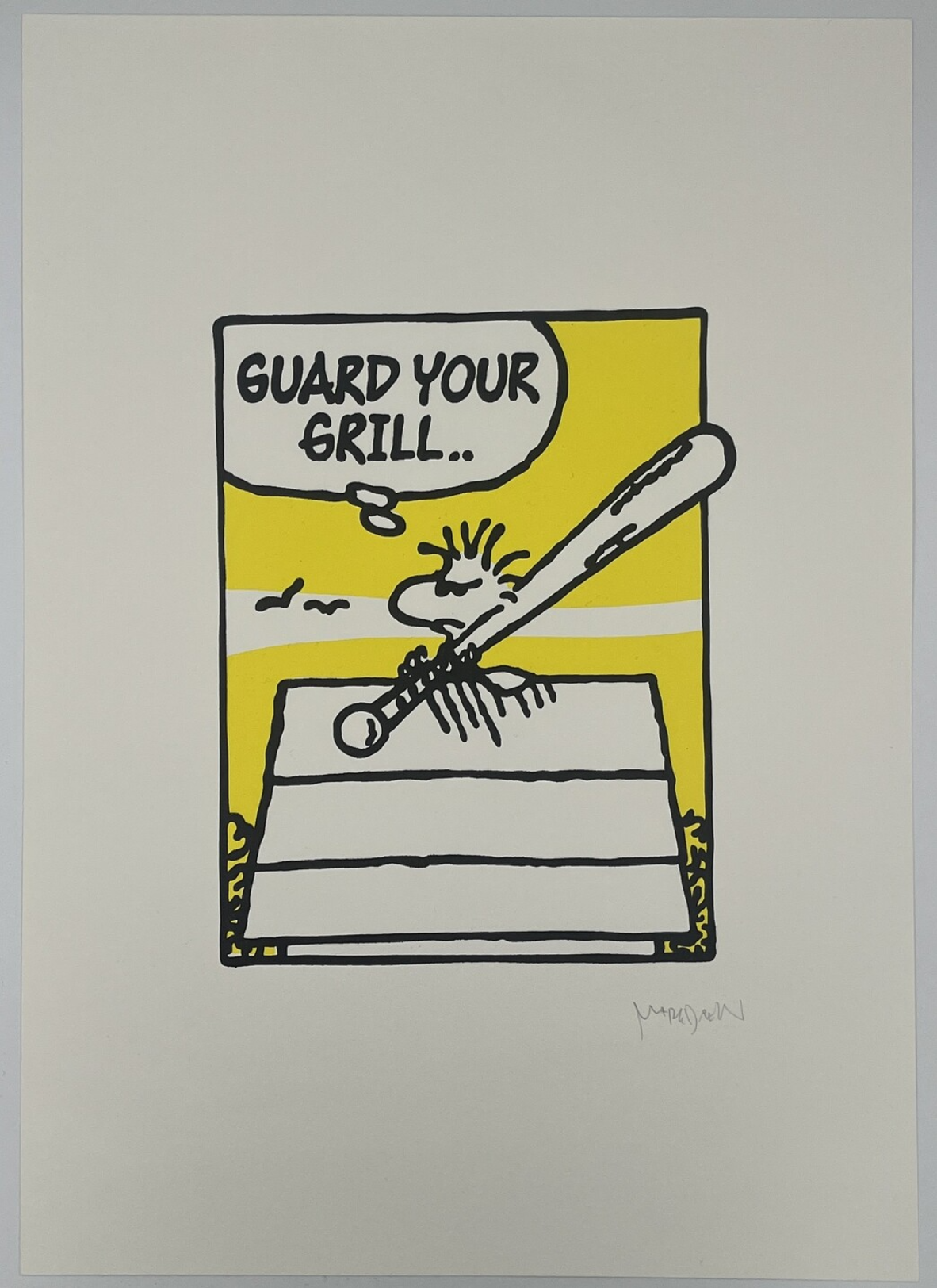 Mark Drew, Guard Your Grill (Naughty By Nature) (Yellow) AP, 2018 contemporary art for sale from Smolensky Gallery