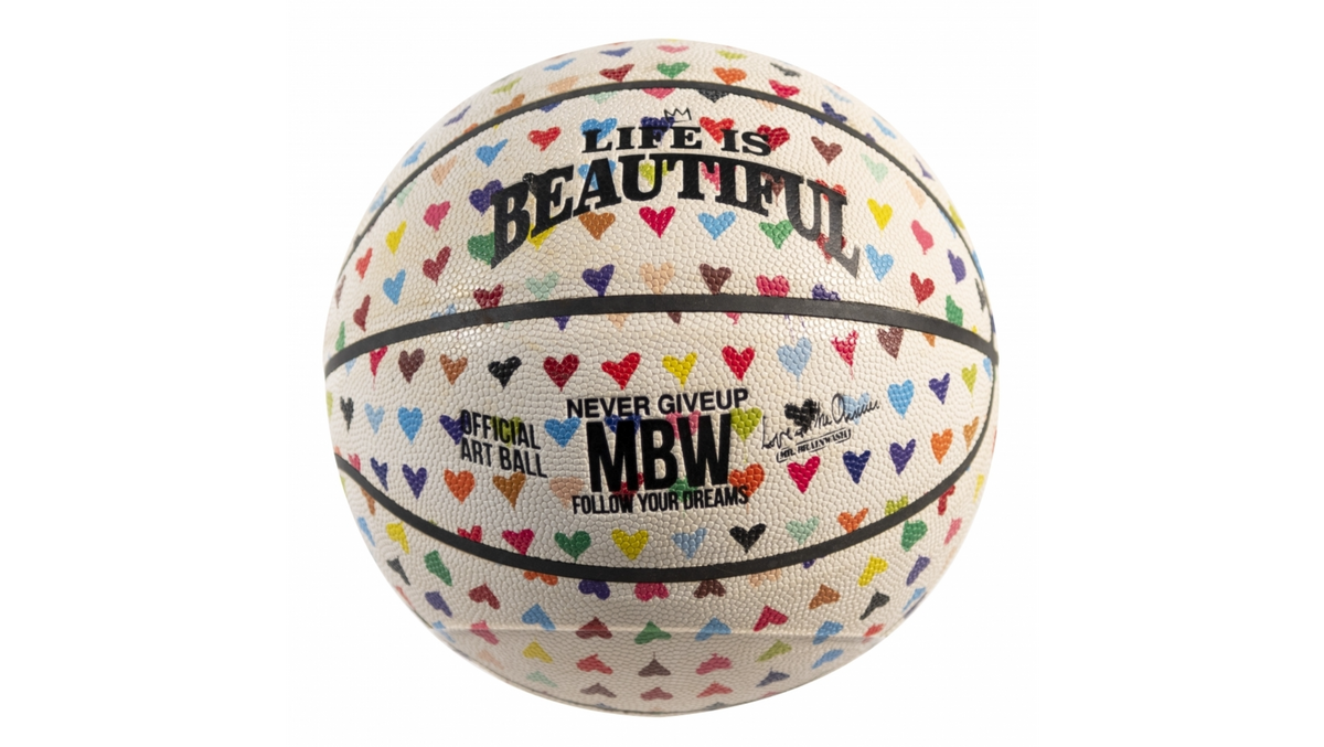 Mr. Brainwash, All you need is He Basketball, 2023 contemporary art for sale from Smolensky Gallery